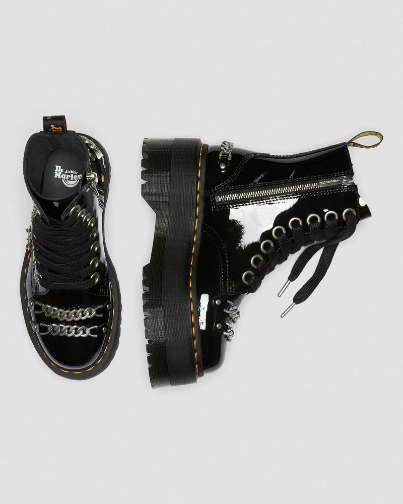 Botas Plataforma Dr Martens Jadon Max Chain Charol Cuero Mujer Negros | MX 540LIS